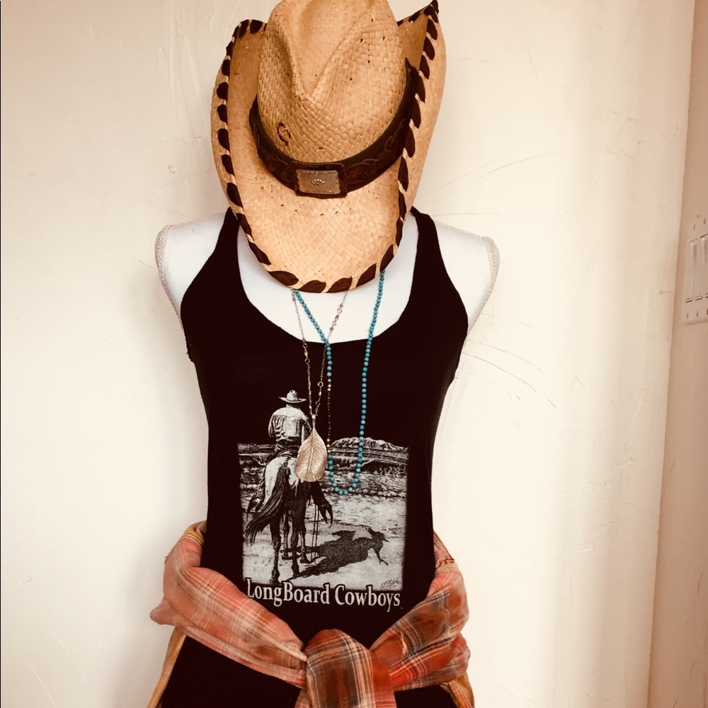 Longboard cowboys racer back T